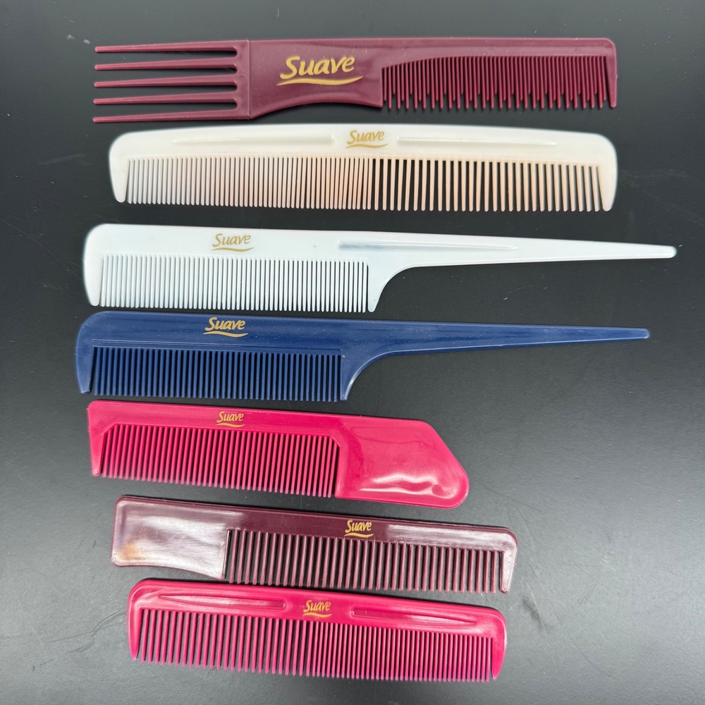 Vintage Suave Hair Combs Lot of 7 New Assorted Styles & Colors Fine & Wide Tooth